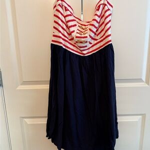 Xhilaration Red and Navy Striped Dress